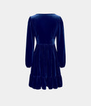 NWT Halara Deep V Neck Long Sleeve Ruffled Hem Velvet Mini Dress Size Large