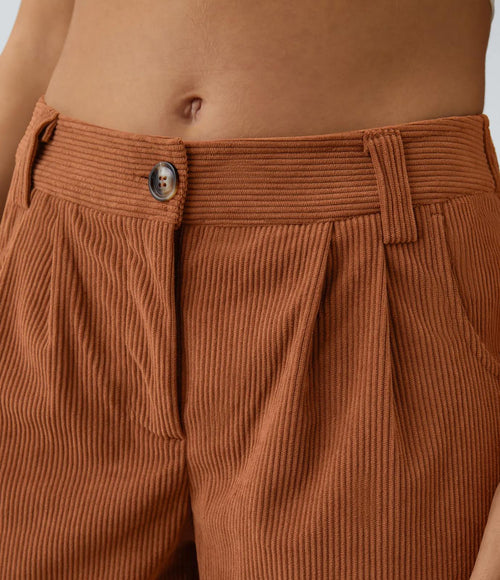 NWT Halara Mid Rise Zipper Pocket Corduroy Casual Pants Baked Clay - Small Tall