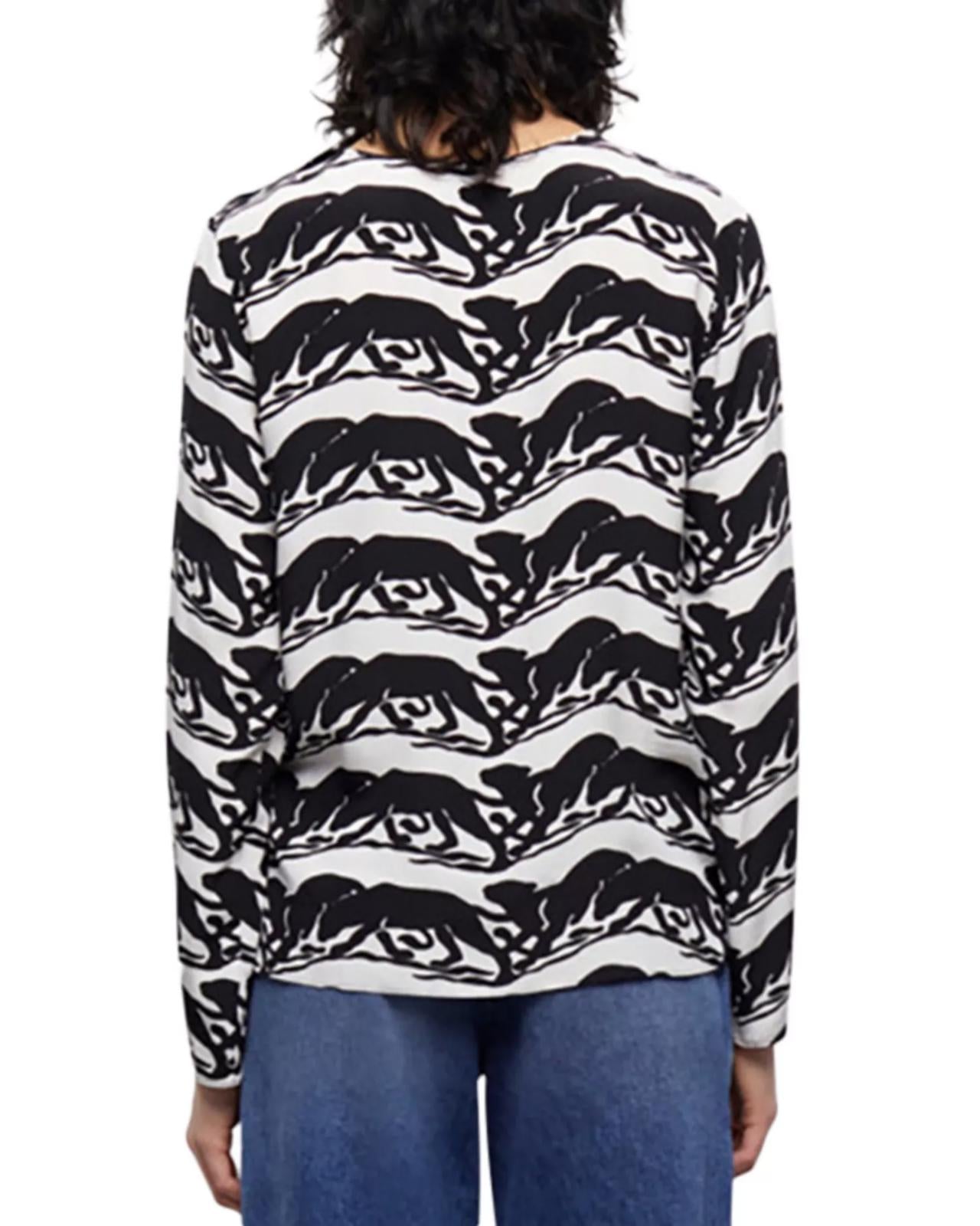 The Kooples Wild Panther Print Blouse 100% Viscose US Small / FR 1 NWT $215