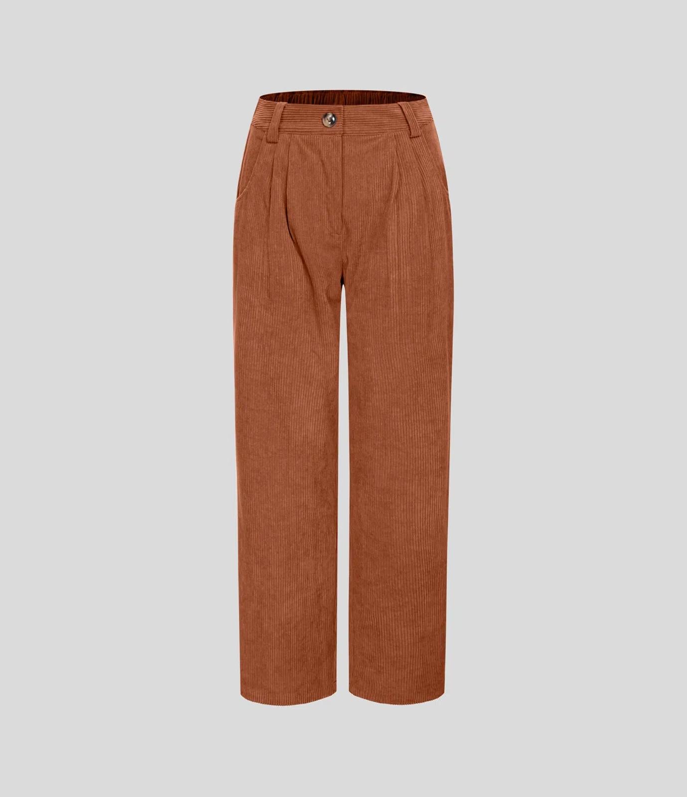 NWT Halara Mid Rise Zipper Pocket Corduroy Casual Pants Baked Clay - Small Tall