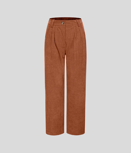 NWT Halara Mid Rise Zipper Pocket Corduroy Casual Pants Baked Clay - Small Tall