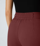 NWT Halara High Waisted Shirred Straight Leg Work Pants Madder Brown Large