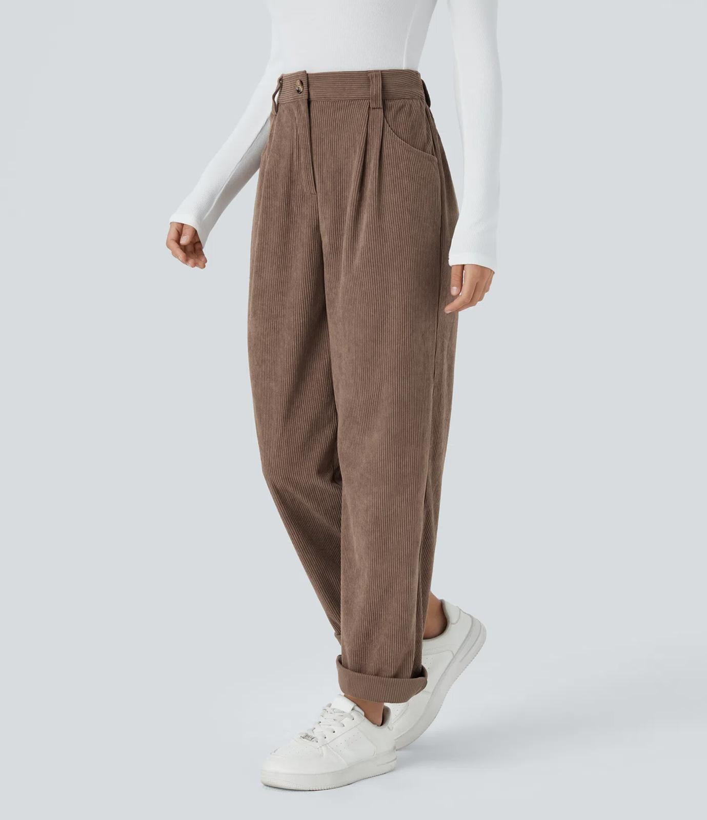 NWT Halara High Waisted Corduroy Casual Pants Acorn Size XL