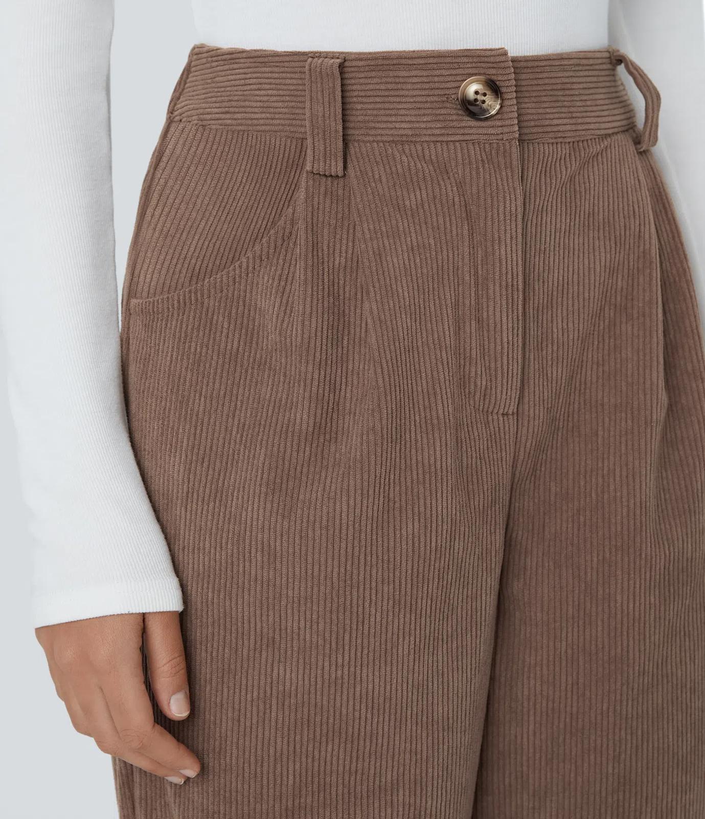 NWT Halara High Waisted Corduroy Casual Pants Acorn Size XL