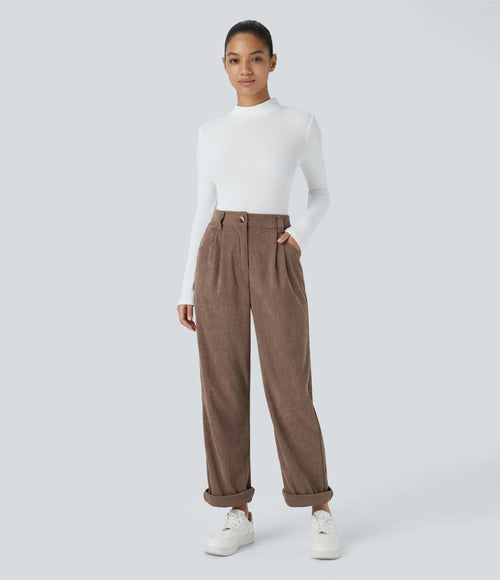 NWT Halara High Waisted Corduroy Casual Pants Acorn Size XL