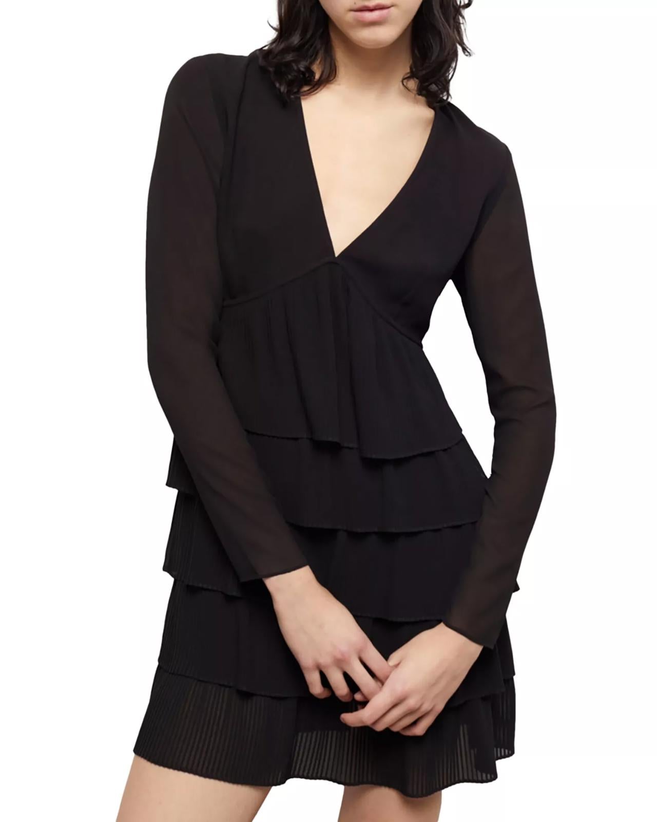 The Kooples Pleated Tiered Mini Dress US XS NWT $385 MRSP