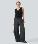 NWT Halara High Waisted Drawstring Wide Leg Stripe Casual Pants Size Large