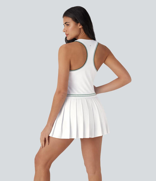 NWT Halara Racerback Color Block Stripe Pleated Mini Tennis Active Dress Size M
