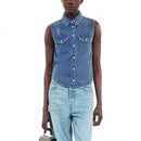 NWT The Kooples NWT Sleeveless Denim Shirt Blue Slim Fit Size 1 / US XS - Small