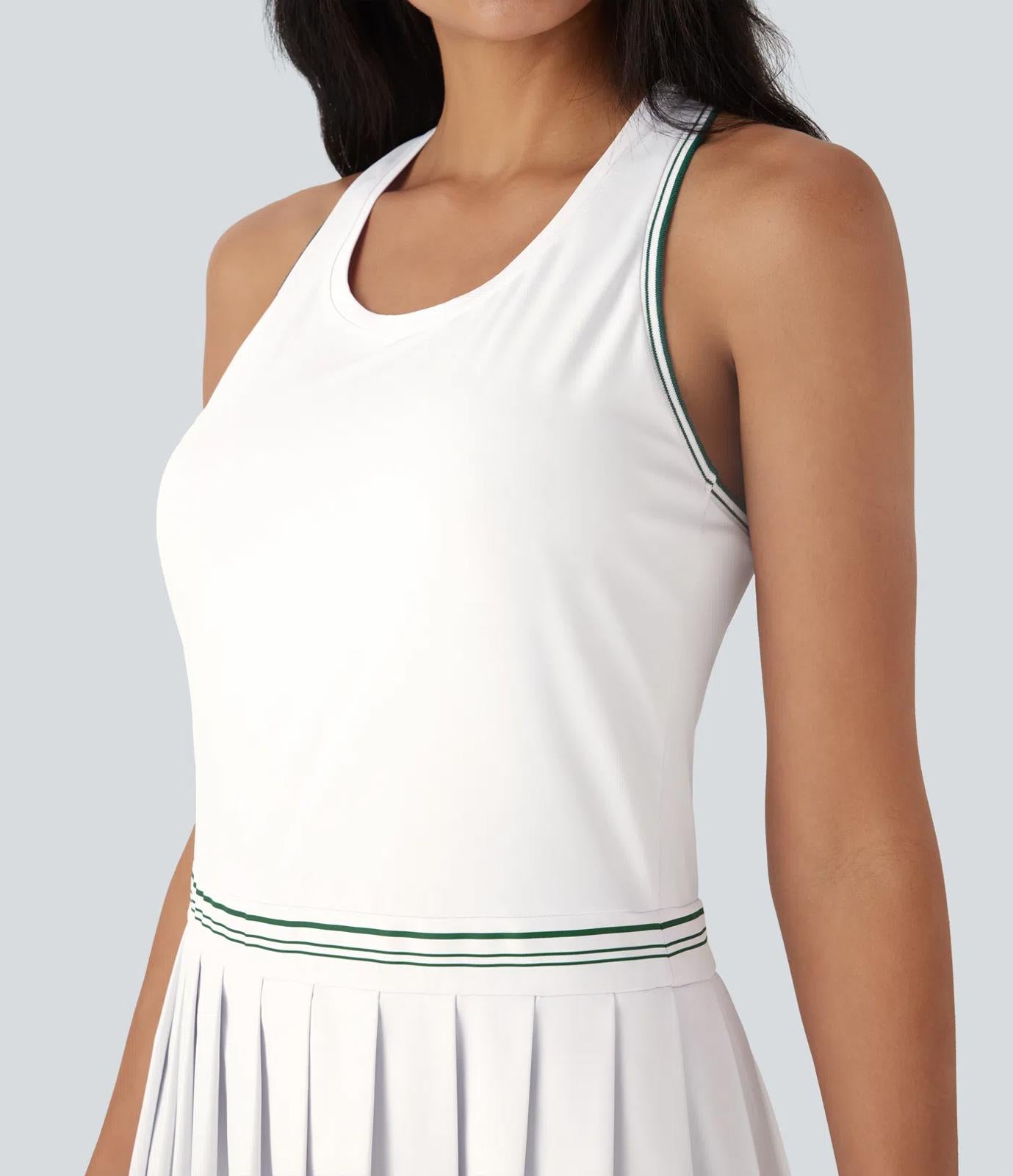 NWT Halara Racerback Color Block Stripe Pleated Mini Tennis Active Dress Size M