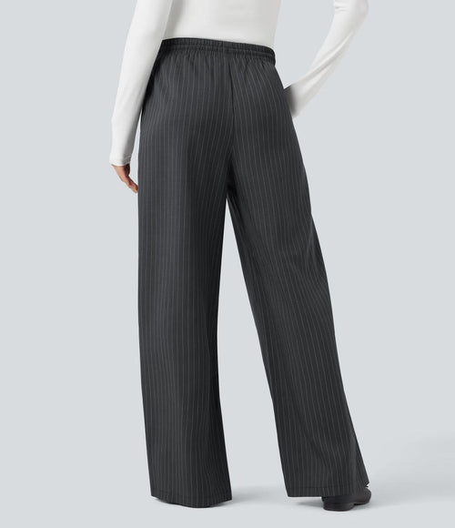 NWT Halara High Waisted Drawstring Wide Leg Stripe Casual Pants Size Medium