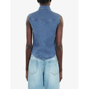 The Kooples NWT Sleeveless Denim Shirt Blue Slim Fit Size 2 / US Small-Medium