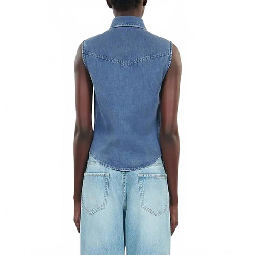 NWT The Kooples NWT Sleeveless Denim Shirt Blue Slim Fit Size 1 / US XS - Small