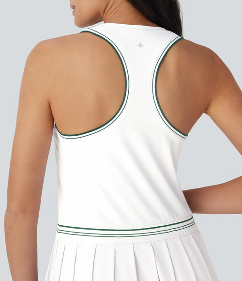 NWT Halara Racerback Color Block Stripe Pleated Mini Tennis Active Dress Size M