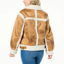 NWT G by Giuliana Faux Suede Shearling Zip Front Coat White Size XS