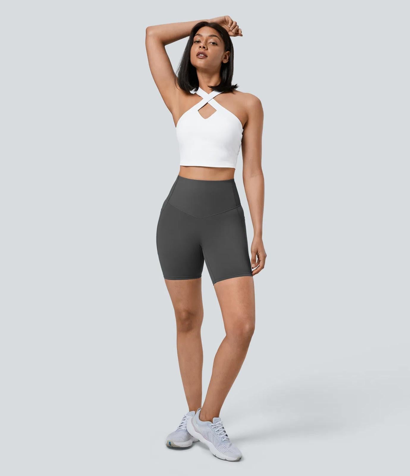 NWT Halara UltraSculpt High Waisted Tummy Control Pocket Biker Shorts Size Small