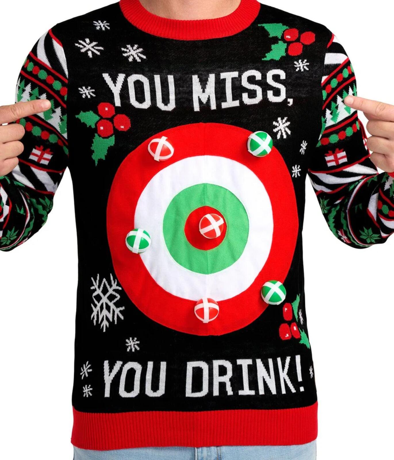 NWT Tipsy Elves Men's Drinking Game Ugly Christmas Sweater Size Medium