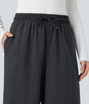 NWT Halara High Waisted Drawstring Wide Leg Stripe Casual Pants Size Large