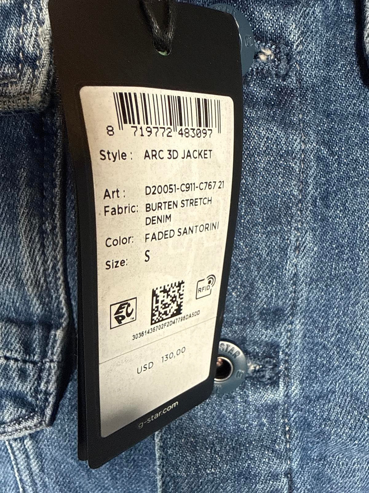 NWT G-Star RAW Arc 3D Denim Jacket Women’s Size Small Faded Santorini Stretch