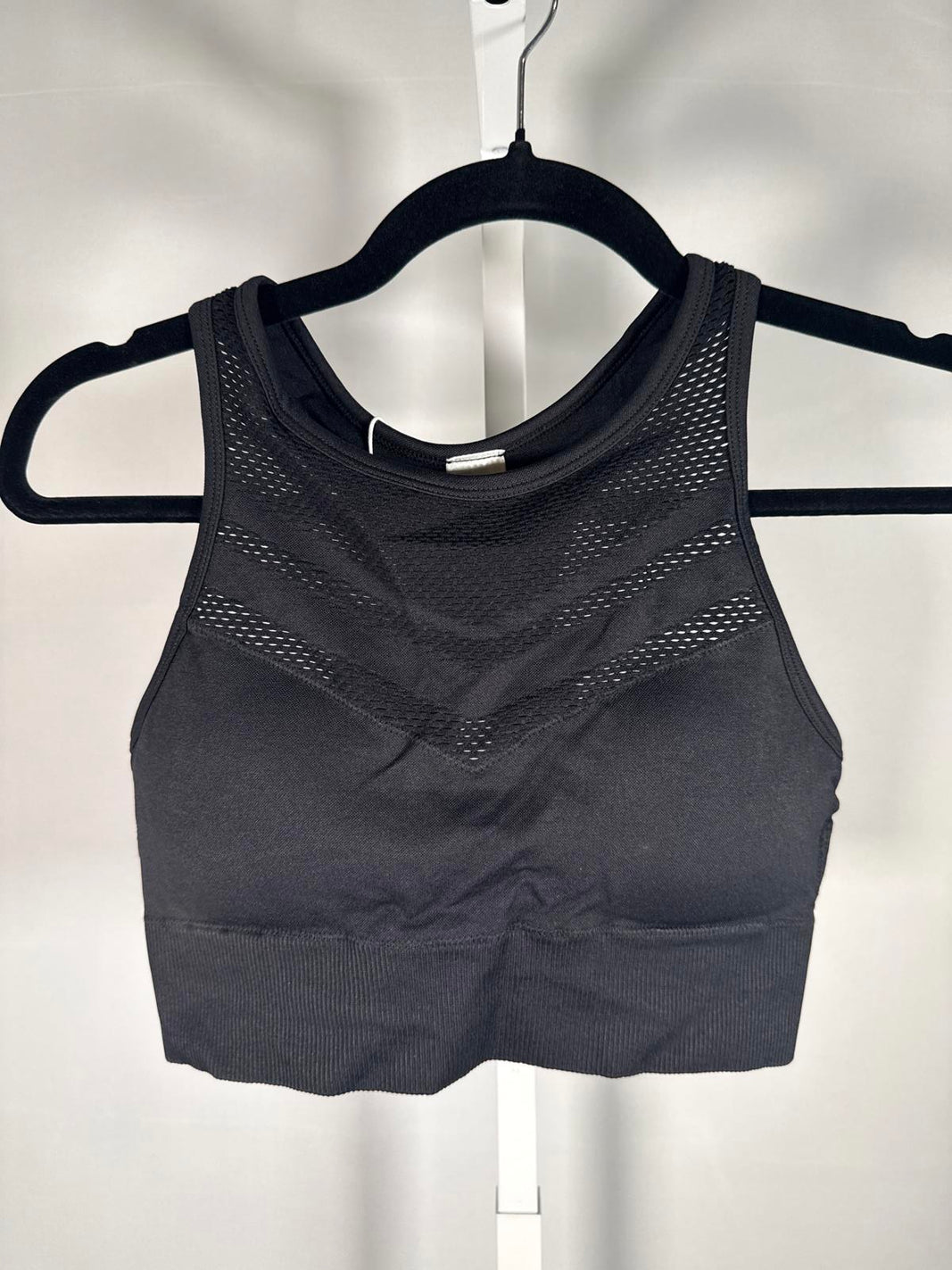 NWT Halara Mesh Panel Sports Bra Black Seamless Size Large