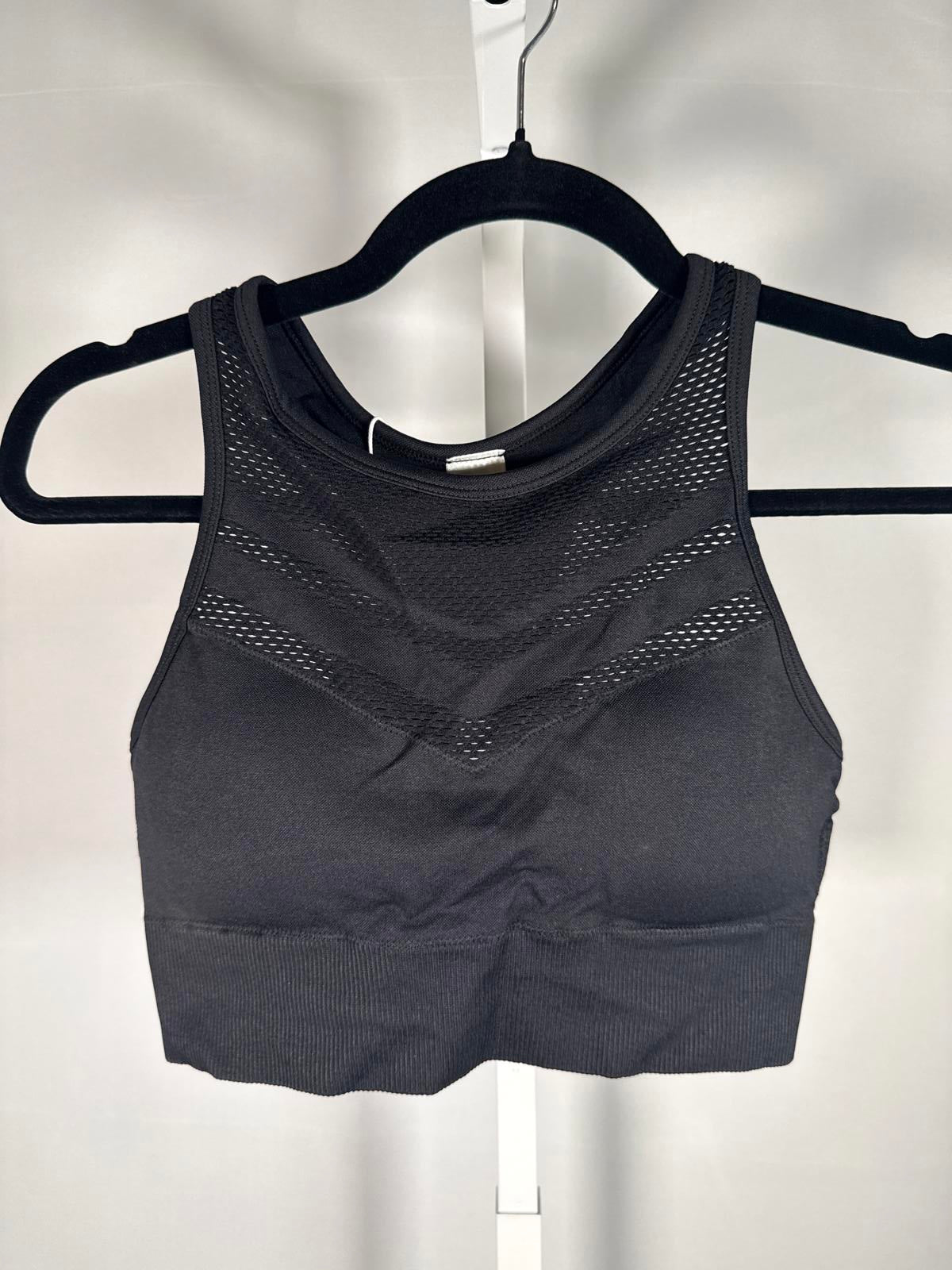 NWT Halara Mesh Panel Sports Bra Black Seamless Size Large