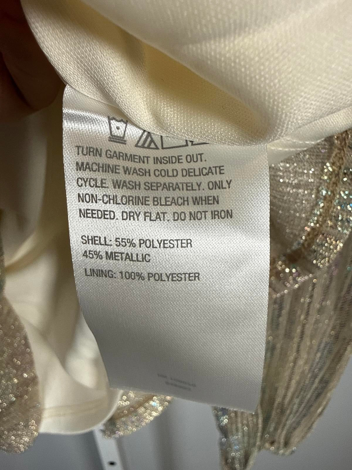NWT Colleen Lopez Metallic Shimmer Peasant Blouse Size XXS