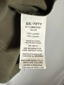 NWT Six/Fifty Olive Short Sleeve Pocket Back Blouse Size Small