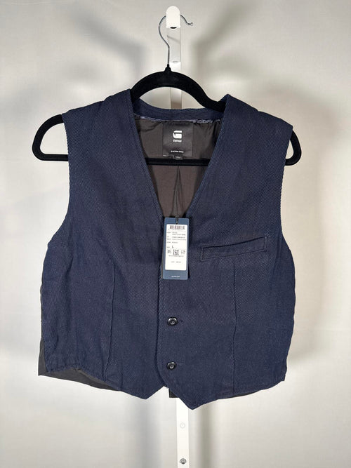 NWT G-Star Raw Denim Waistcoat Rinsed Indigo Cavalry Vest Size Large