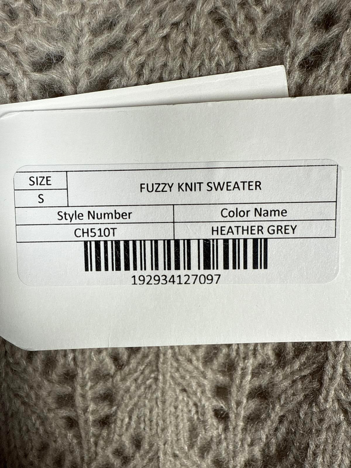 NWT English Factory Fuzzy Knit Sweater Heather Gray Pullover Size Small