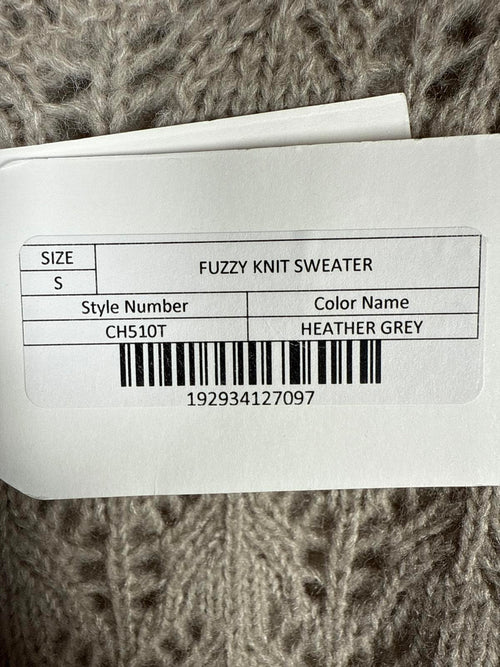 NWT English Factory Fuzzy Knit Sweater Heather Gray Pullover Size Small