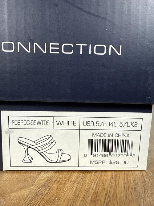 French Connection White Strappy Block Heel Sandal Womens US 9.5 NWB