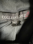 NWT Colleen Lopez Gunmetal Sequin Moto Jacket Sparkly Biker Blazer Size Large