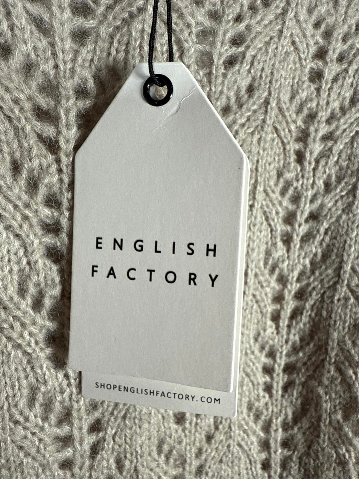 NWT English Factory Fuzzy Knit Sweater Heather Gray Pullover Size Small