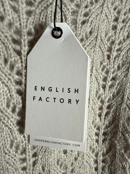 NWT English Factory Fuzzy Knit Sweater Heather Gray Pullover Size Small