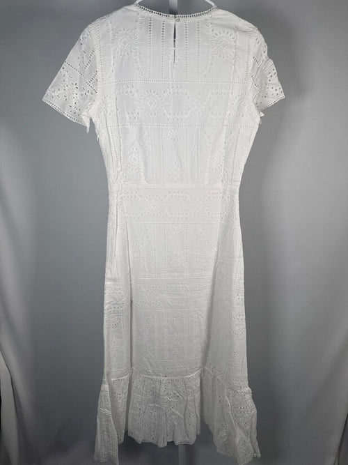 The Kooples Embroidered Eyelet White Maxi Dress US Small / FR 1 NWT $445
