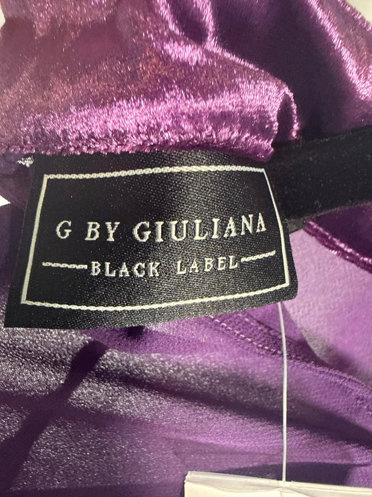 NWT G by Giuliana Women's Black Label Chiffon Poncho Velour Trim Purple Size XS