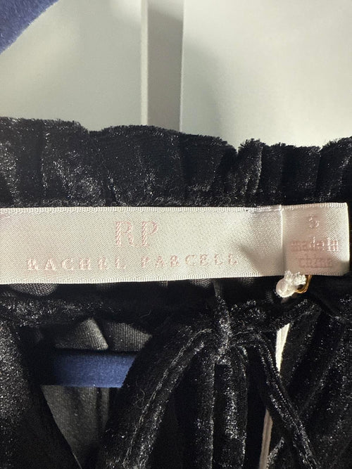 NWT Rachel Parcell Black Velvet Long Sleeve Blouse Women's Size Small