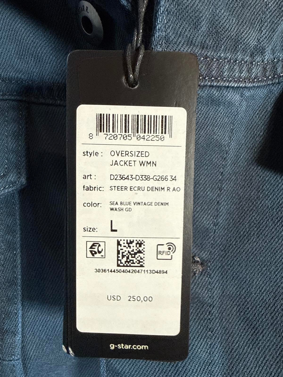 NWT G-Star RAW Women’s Oversized Denim Jacket Sea Blue Vintage Wash Size Large