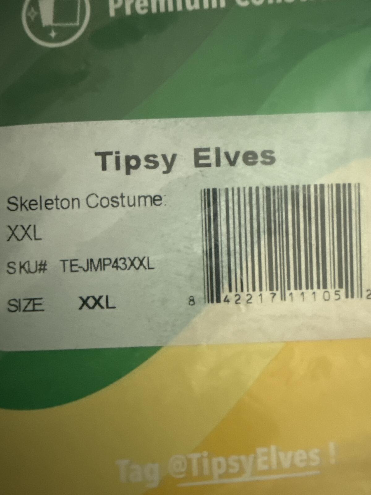 NWT Tipsy Elves Men's Halloween Skeleton Costume Size XXL