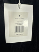 NWT Rachel Parcell Black Velvet Long Sleeve Blouse Women's Size Small