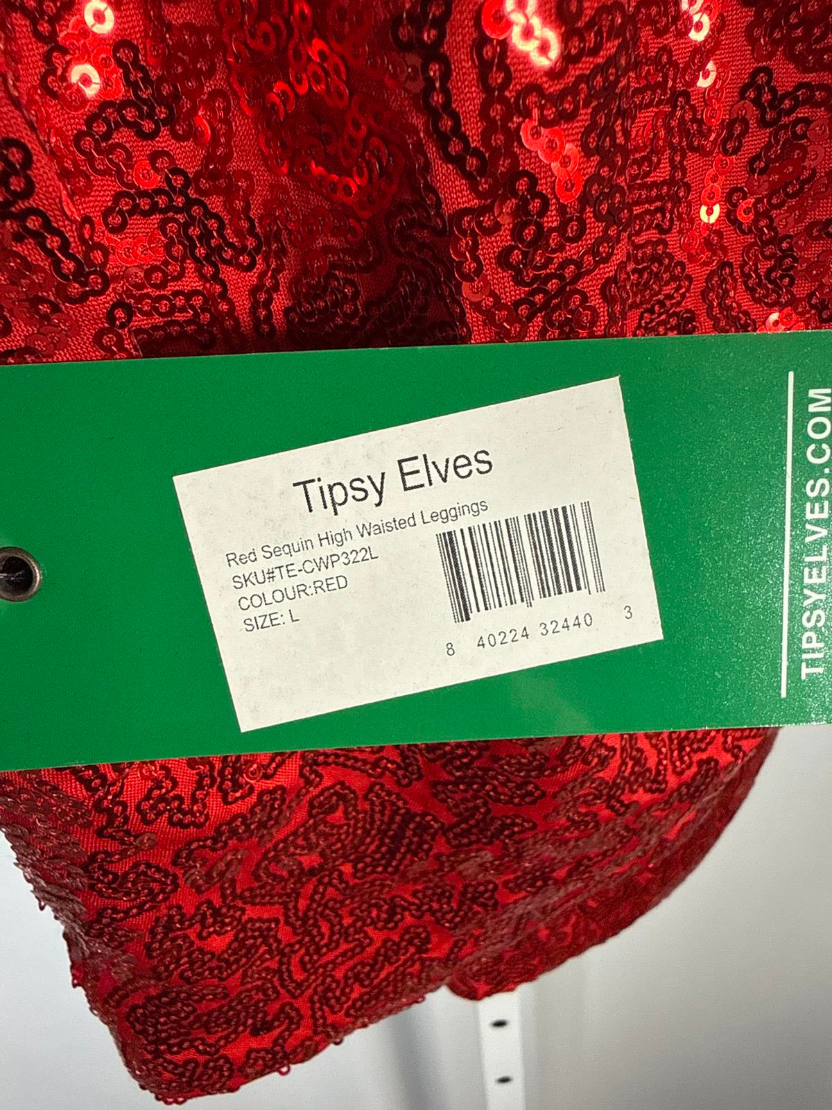 NWT Tipsy Elves Red Sequin High Waisted Leggings Size Large