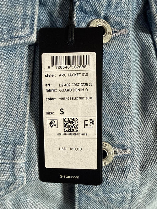 NWT G-Star RAW Arc Short Sleeve Denim Jacket Women’s Electric Blue Size Small