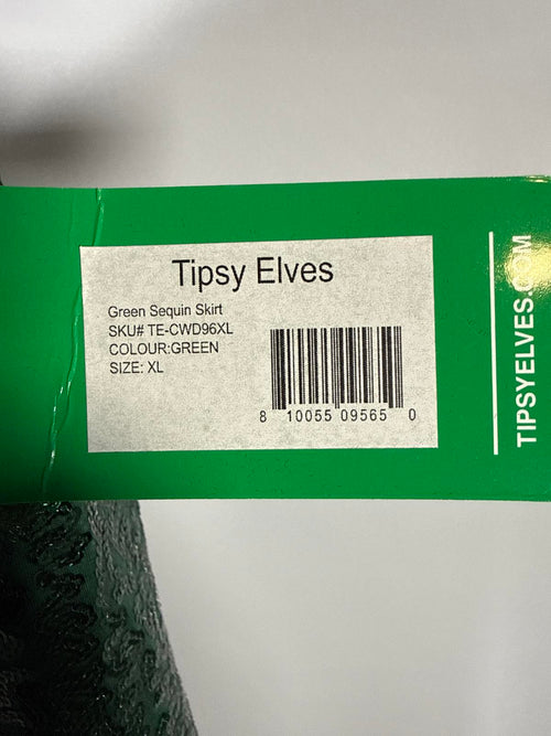 NWT Tipsy Elves Dark Green Sequin Skirt Size XL
