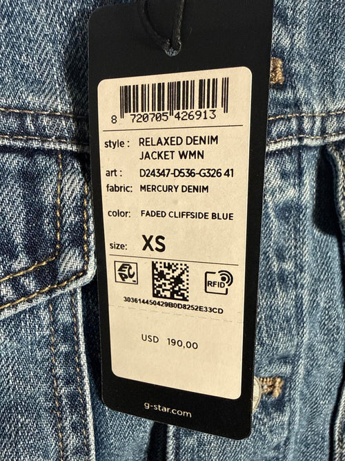 NWT G-Star RAW Women’s Relaxed Denim Jacket Faded Cliffside Blue Size XS