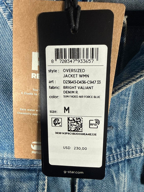 NWT G-Star RAW Oversized Denim Jacket Women’s Sun Faded Air Force Blue Size M