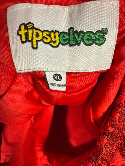 NWT Tipsy Elves Red Sequin High Waisted Leggings Size XL
