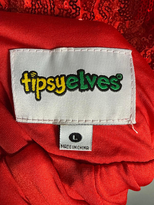 NWT Tipsy Elves Red Sequin High Waisted Leggings Size Large