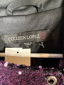 NWT Colleen Lopez Purple Sequin Moto Jacket Sparkly Evening Blazer Size XL