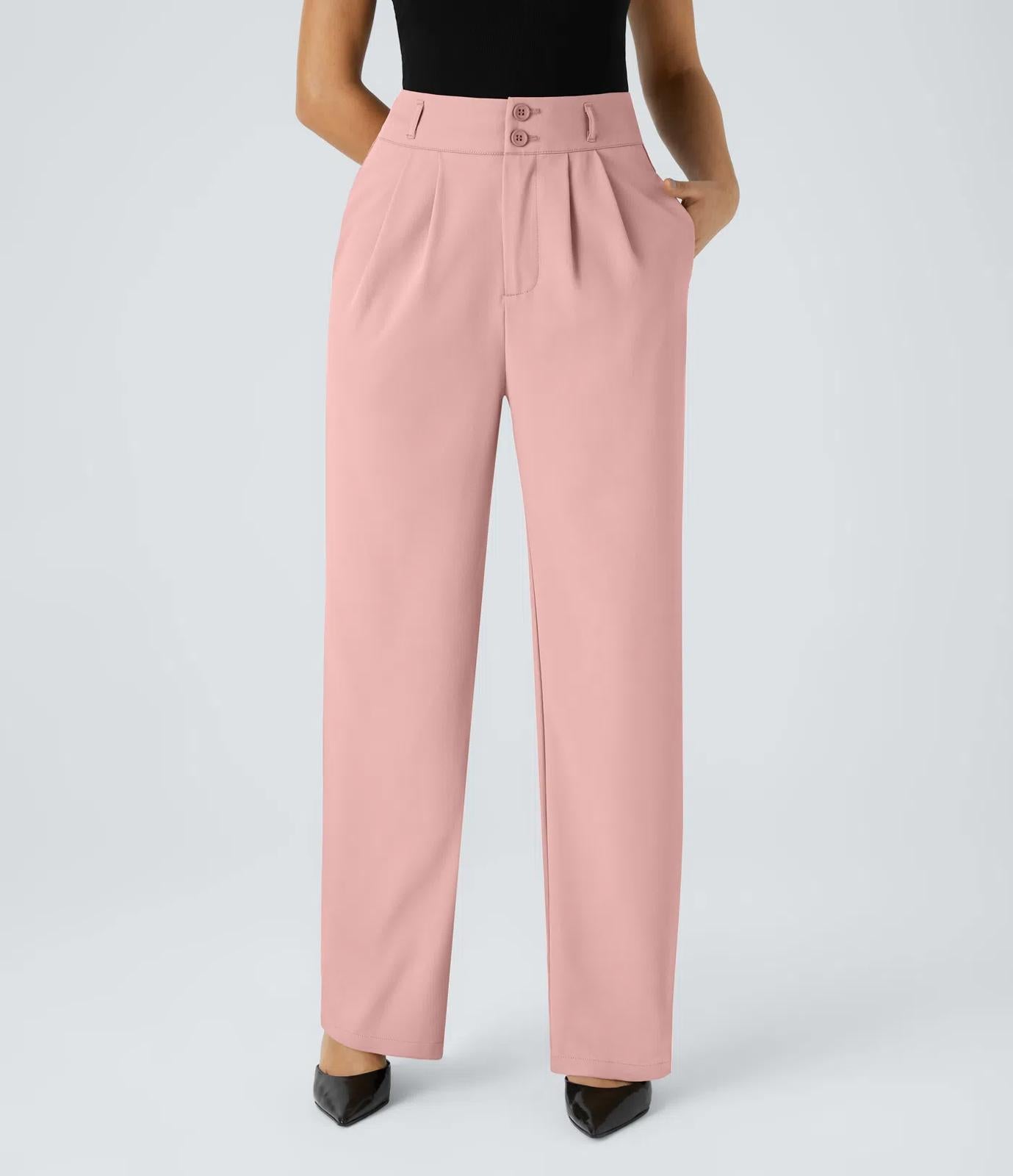 NWT Halara Flex High Waisted Shirred Straight Leg Work Pants Size XS Petite