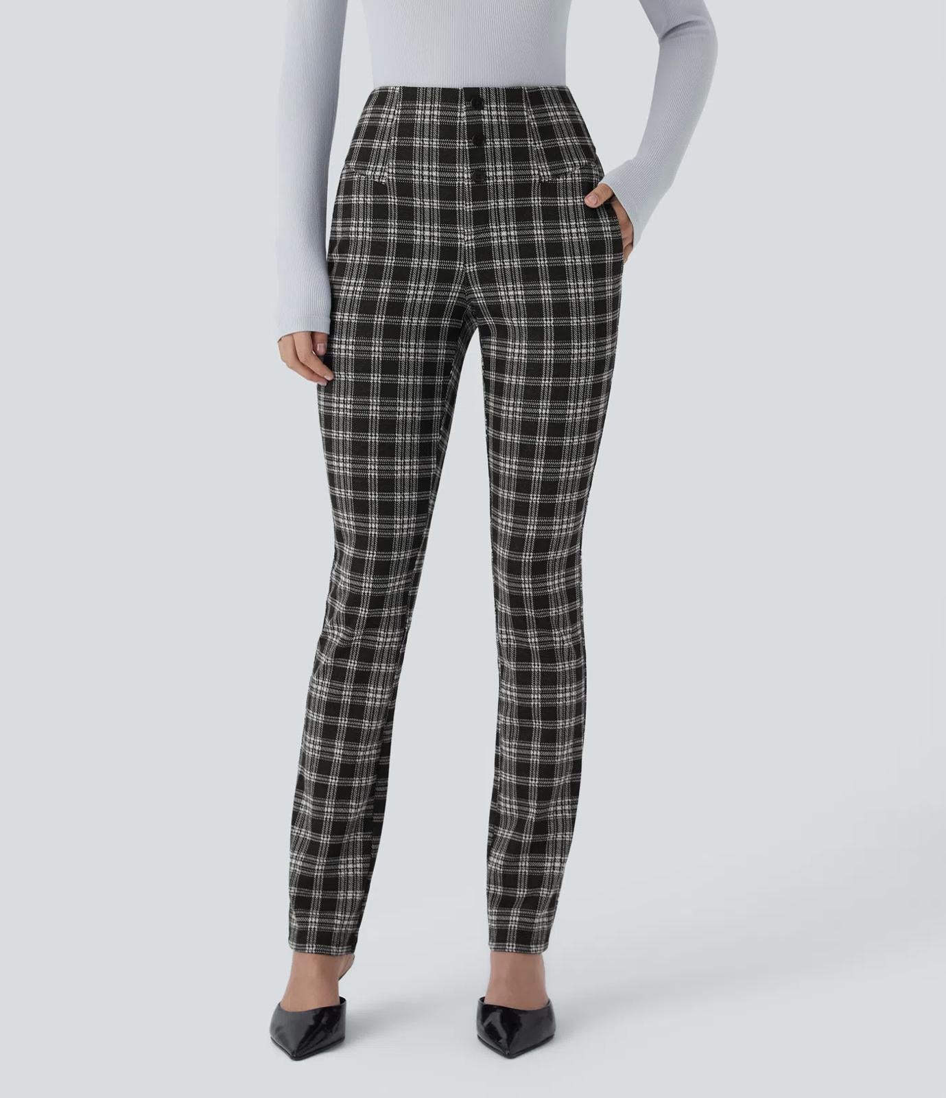 NWT Halara Flex™ High Waisted Houndstooth Plaid Skinny Work Pants - Size XS